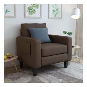 Mecor Accent Armchair Upholstered Single Sofa Chair Set of 2 with Thick Padded Back Cushion Modern Comfy Fabric Side Chair for Living Room Bedroom Office (Blue)