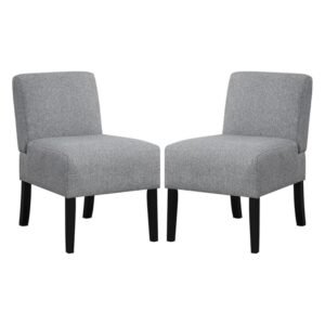 Living Room Chairs Upholstered Sofa Chair Modern Armless Accent Chairs Fabric Slipper Side Chairs Set of 2