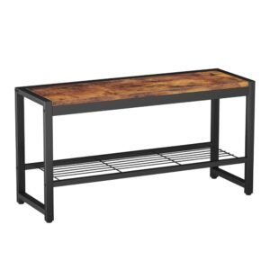 HOMEFORT Shoe Bench with Cushion,10-Cube Storage Bench,Holds up to 440 lb,Perfect for The Organization of Living Room,Entryway (Rustic Brown)