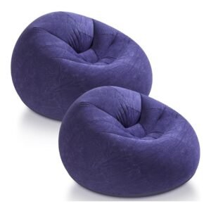 Inflatable Highback Beanbag, Home Bean Bag Chair Bean Bag Chair with Microsuede Cover Filled Furniture and Accessories for Dorm Room 110 * 110 * 85cm-Blue