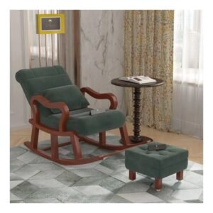 Living Room armchairs Nordic Single Sofa Recliner Rocking Chair Armchair with Living Room Bedroom Balcony Lounge Chair Siesta Chair Lazy Chair Velvet Chair (Color : Green)