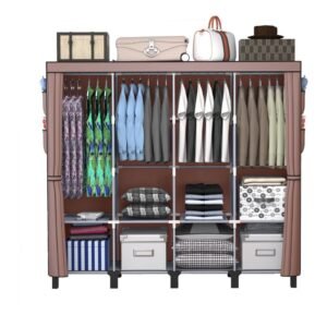 WSZJJ Art Cloth Wardrobe Steel Tube Wardrobe Home Large Capacity Storage Closet Completely Closed Dust Wardrobe