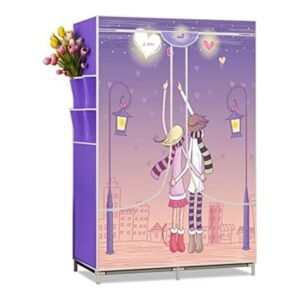 WSZJJ Simple Wardrobe Reinforced Thicken Cloth Sturdy Steel Frame Assembly Oxford Locker Hanging Wardrobe