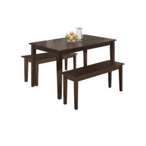 Modern 45 Inch Dining Table Set Solid Wood Kitchen Table with Two Benchs Dining Room Table Set for Small Spaces Table Home Furniture Rectangular