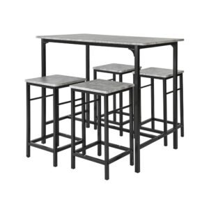 Haotian OGT11-HG, Bar Set-1 Bar Table and 4 Stools, Home Kitchen Breakfast Bar Set Furniture Dining Set