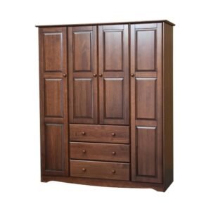 100% Solid Wood Family Wardrobe/Armoire/Closet 5963 by Palace Imports, Mocha, 60" W x 72" H x 21" D. 3 Clothing Rods Included. NO Shelves Included. Optional Small and Large Shelves Sold Separately.
