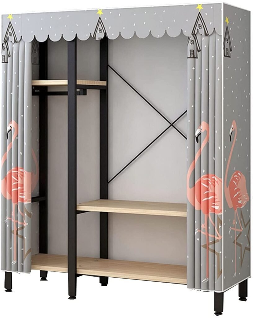 Canvas Wardrobe Portable Wardrobe Foldable Wardrobe Storage Organiser with Shelves and Hanging Rail for Bedroom, Dressing Room JNNWQ (Color : D, Size :..