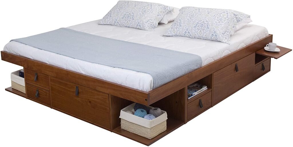 Memomad Bali Storage Platform Bed with Drawers (King Size, Caramel)