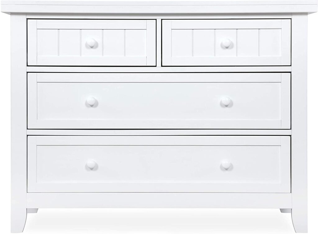 Dream On Me Maple Double Dresser I Kids Bedroom Dresser I Four Drawers Dresser I Farmhouse Modern, French White (598-W), 46x18x35 Inch (Pack of 1)