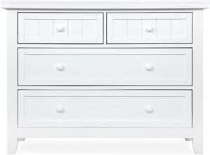 Dream On Me Maple Double Dresser I Kids Bedroom Dresser I Four Drawers Dresser I Farmhouse Modern, French White (598-W), 46x18x35 Inch (Pack of 1)