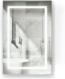 Krugg LED Medicine Cabinet 24 Inch X 36 Inch | Recessed or Surface Mount Mirror Cabinet w/Dimmer & Defogger + 3X Makeup Mirror Inside & Outlet + USB..