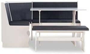 Linon Natasha Wood Corner Nook Dining Set in Charcoal Gray