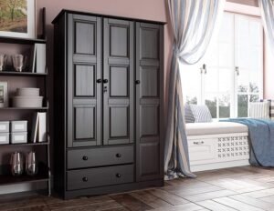 100% Solid Wood Grand Wardrobe/Armoire/Closet by Palace Imports, Java Color, 46"W x 72"H x 21"D. 5 Small Shelves, 1 Clothing Rod, 2 Drawers, 1...