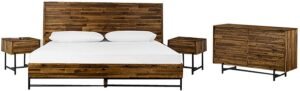 Wooden King Size Bedroom Set with 6 Drawer Dresser, Set of 4