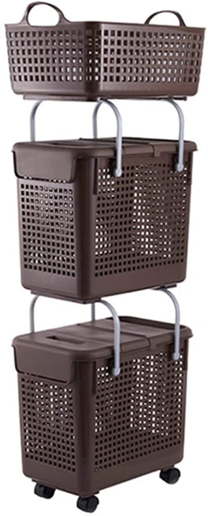 Utility Cart Large Rolling Laundry Sorter Cart, Durable Plastic Laundry Hamper with Wheels and Handles, Washroom Bathroom Storage Dirty Cloths Basket