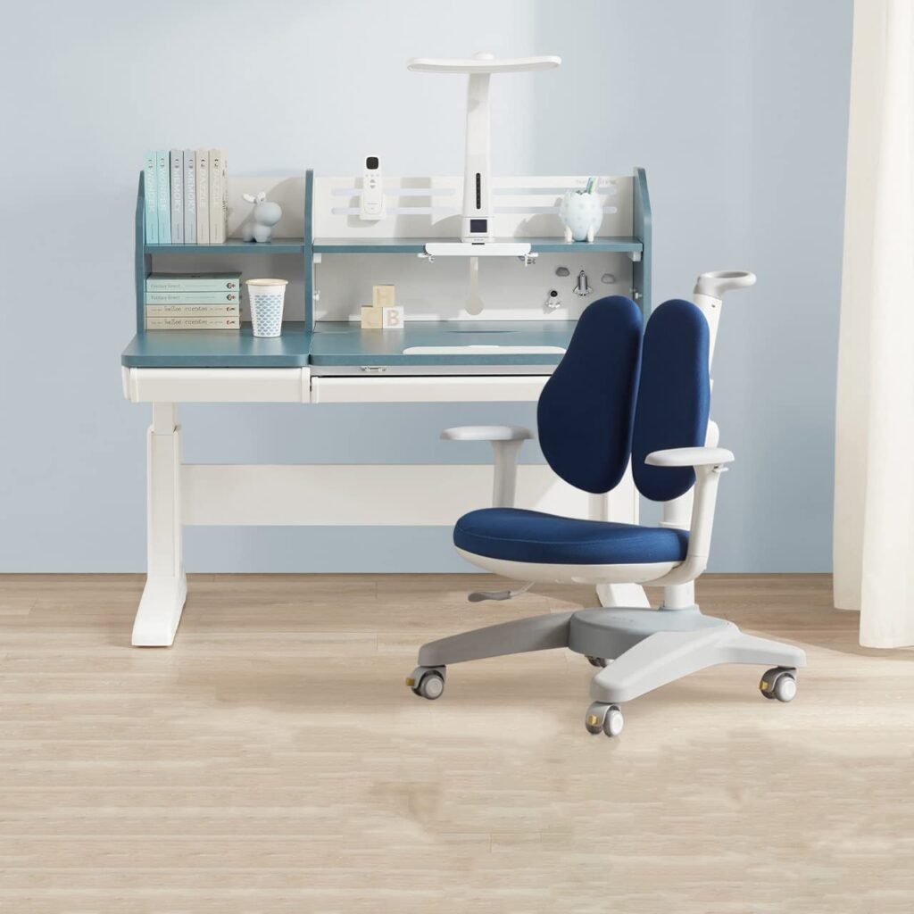 Best4Kids HighQuality Electric Ergonomic Kids Desk and Chair Set, Electric Desk, Children Study Table Height Adjustable Kids Desk Ergonomic Design Writing... Color Name:Calm Blue Combo D