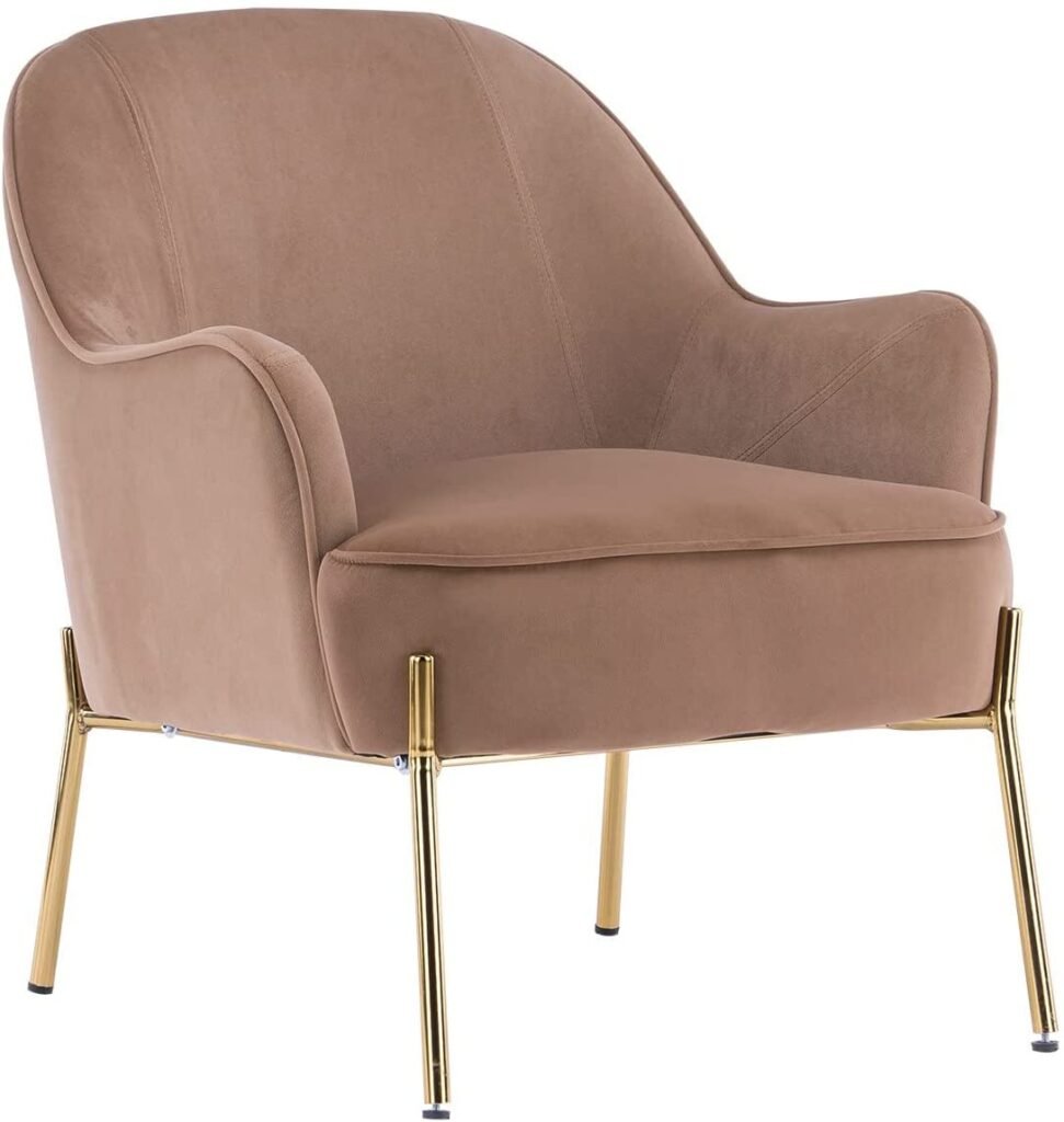 FFWW Accent Chair Ergonomics Accent Chair Living Room Chair Bedroom Chair Home Chair Modern New Soft Velvet Material W/Gold Adjustable Legs[US-W] (Color : Coffee)
