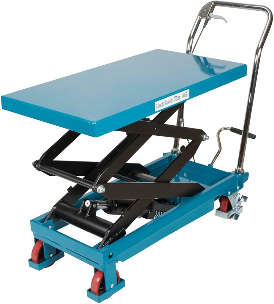 Heavy-Duty Hydraulic Scissor Lift Table, 35-3/4" L x 19-3/4" W, Steel, 770 lbs. Capacity