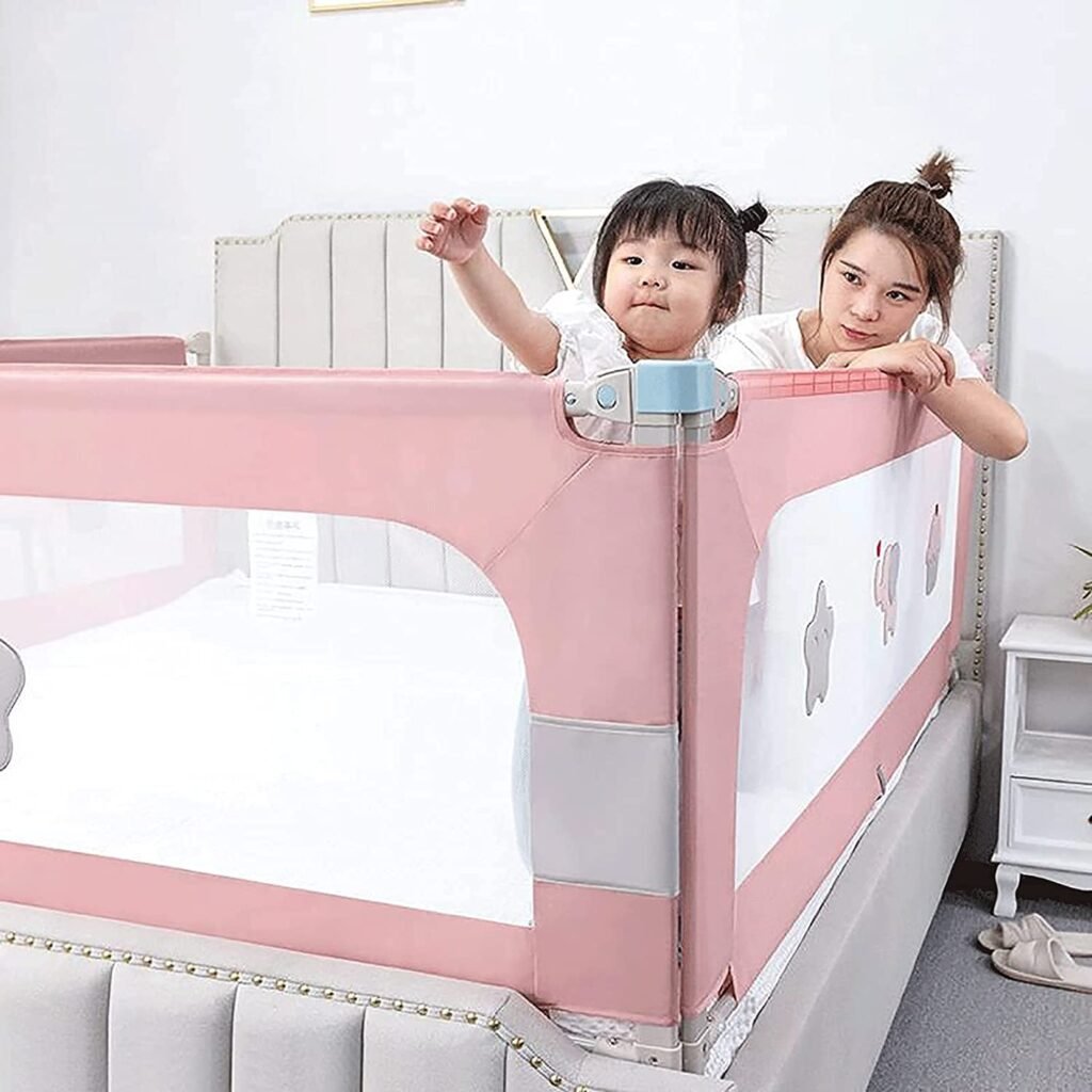 Bed Rail Anti-Fall Protection Baby Bedrail Infants Safety Guardrail 2 Pack Bed Rail Guard for Children Toddlers Infants(Size:C,Color:Pink)