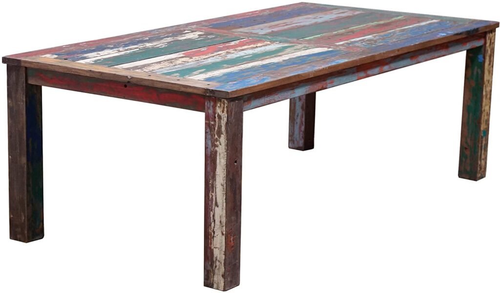 Teak Dining Table, 71 x 43 inch, Made from Recycled Teak Wood Boats by Chic Teak