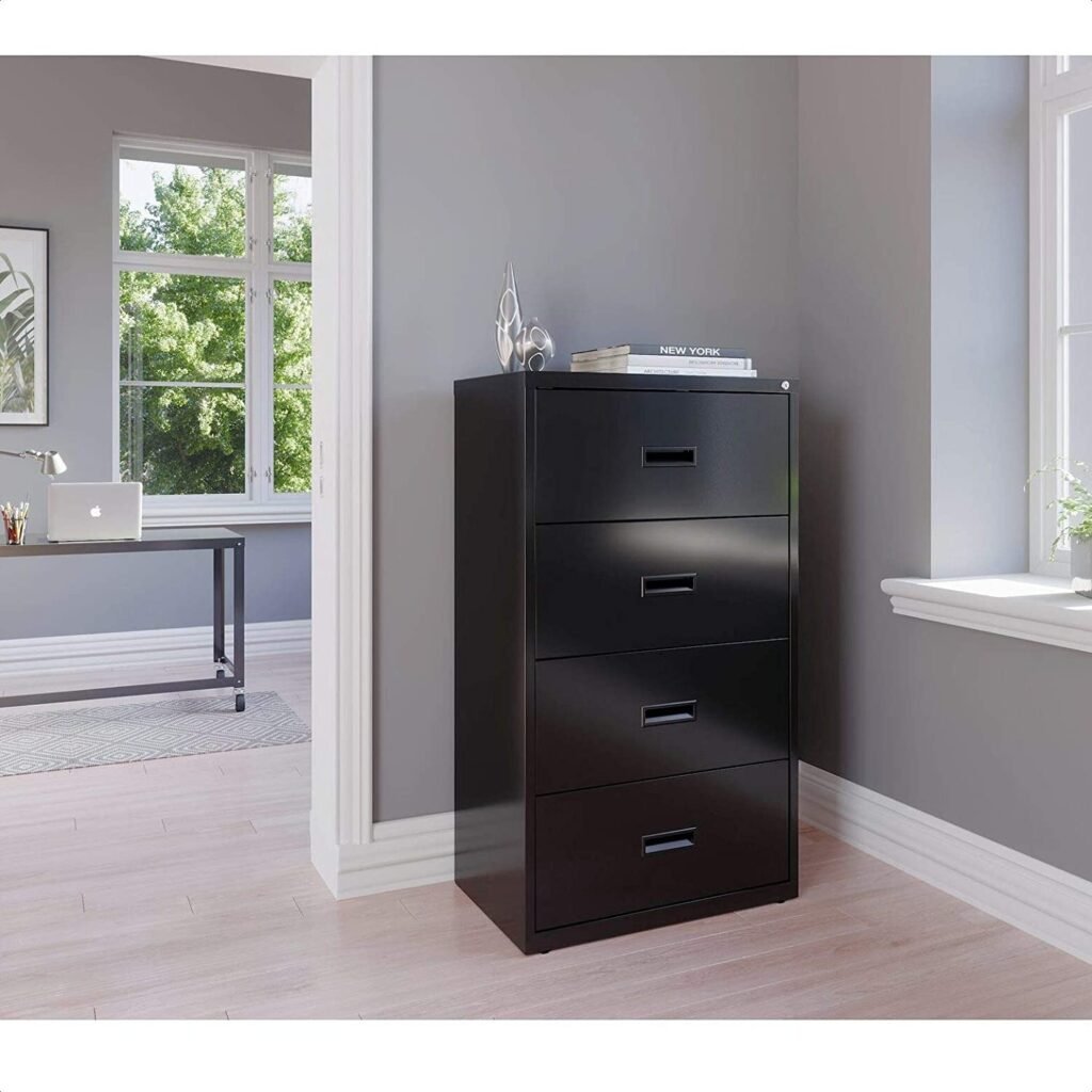 Fournier 4-Drawer Lateral Filing Cabinet, Steel Construction, Locking