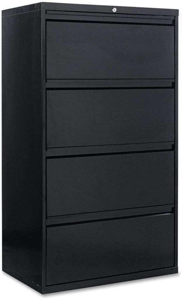 Alera 4-Drawer Lateral File Cabinet, 30 by 19-1/4 by 54-Inch, Black