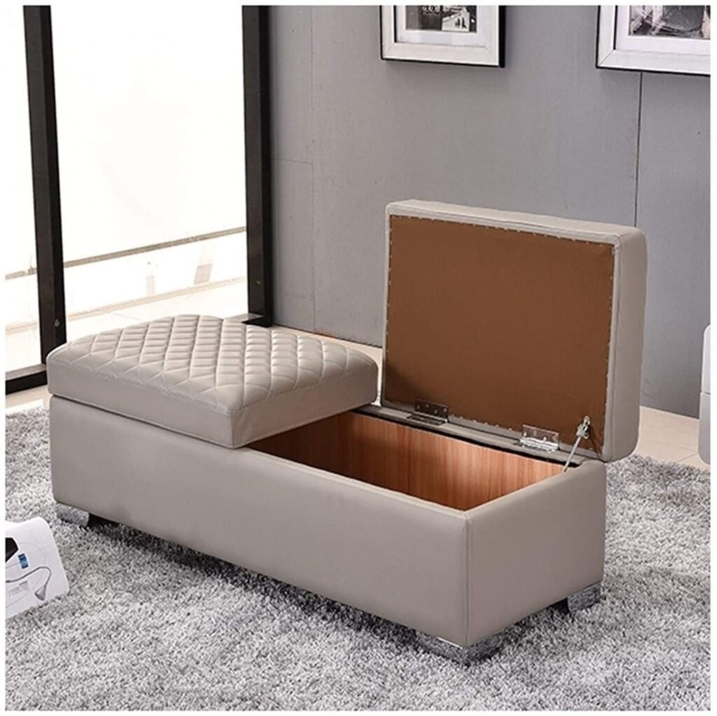 Storage Box Foots Tool and Low Stool, Folding Storage Ottoman, 2-Seater Shoe Bench with Flipping Lid, Home Entryway Stool Organiser Box Resting Stool Fitting Room