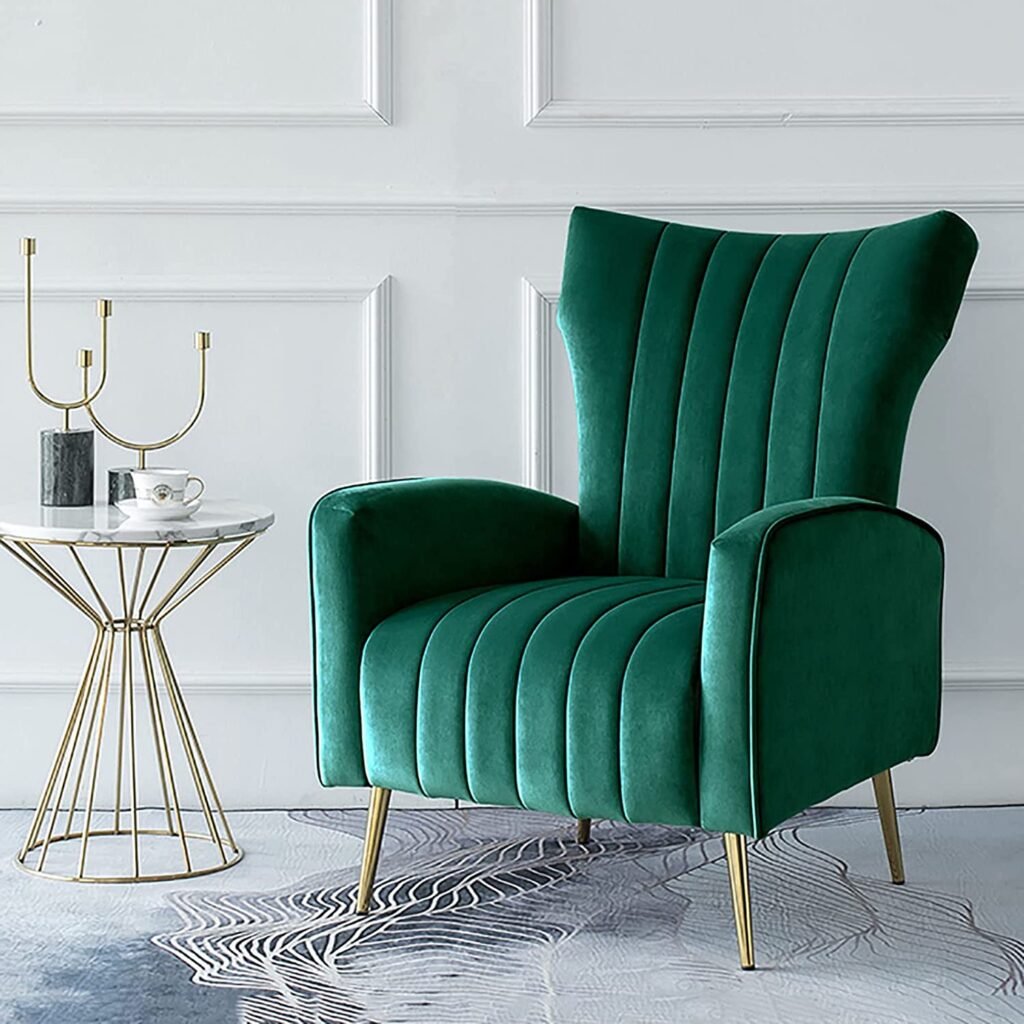Lazy Armchair Sofa, Accent Contemporary Lounge Chair, Single Reclining Chair Living Room Chair, Comfortable Thick Padded Back, Dark Green