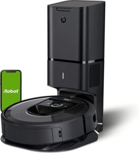 Robot Roomba i7+ (7550) Robot Vacuum with Automatic Dirt Disposal - Empties Itself for up to 60 days, Wi-Fi Connected, Smart Mapping, Works with Alexa, Ideal for Pet Hair, Carpets, Hard Floors, Black