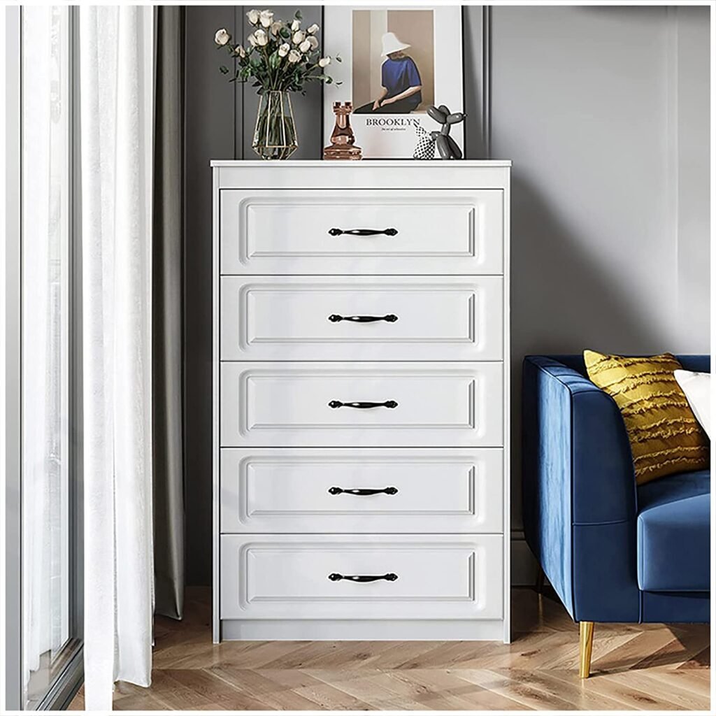 Chest of Drawers 5 Drawers, Dresser Chest of Drawers Nightstand Storage Tower, for Living Room/Bedroom/Hallway/Nursery Storage Dresser Closet