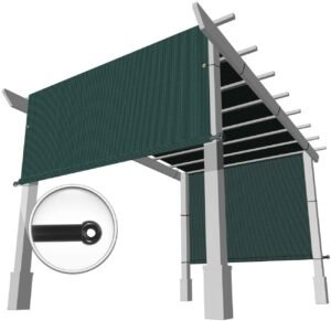 Windscreen4less 16'x36' Outdoor Pergola Replacement Shade Cover Canopy for Patio Privacy Shade Screen Panel with Grommets on 2 Sides Includes Weighted Rods Breathable UV Block Green