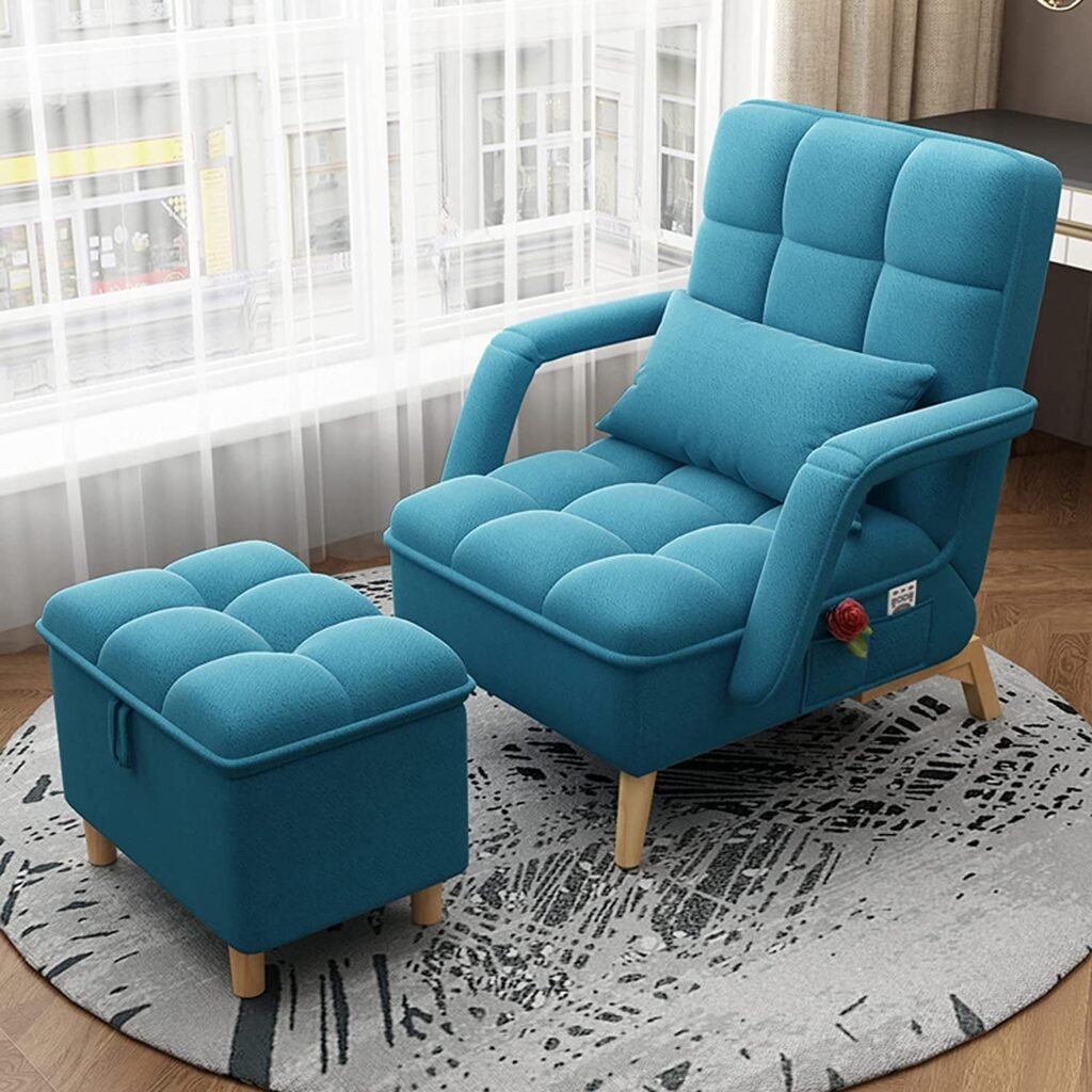 Living Room Sofa Chairs,Recliner Chair with Pedal and Side Pocket,Cushion Back Recliners,Adjustable Lounge Chair, Recliner Chair for Bedroom Office(Color:Blue)