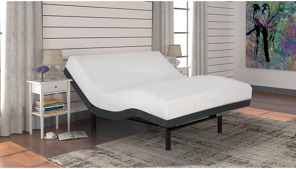 S-Cape 2.0 Adjustable Bed Base with Wallhugger Technology and Full Body Massage, Charcoal Gray Finish, Queen