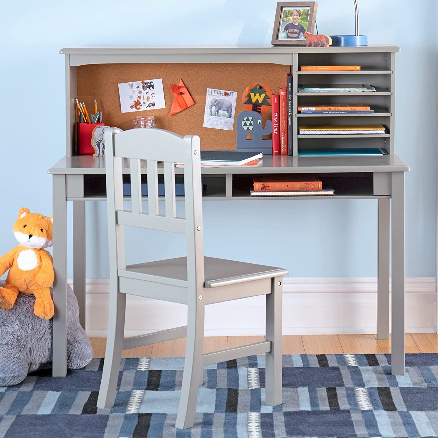 Guidecraft Children’s Media Desk and Chair Set Gray Student's Study