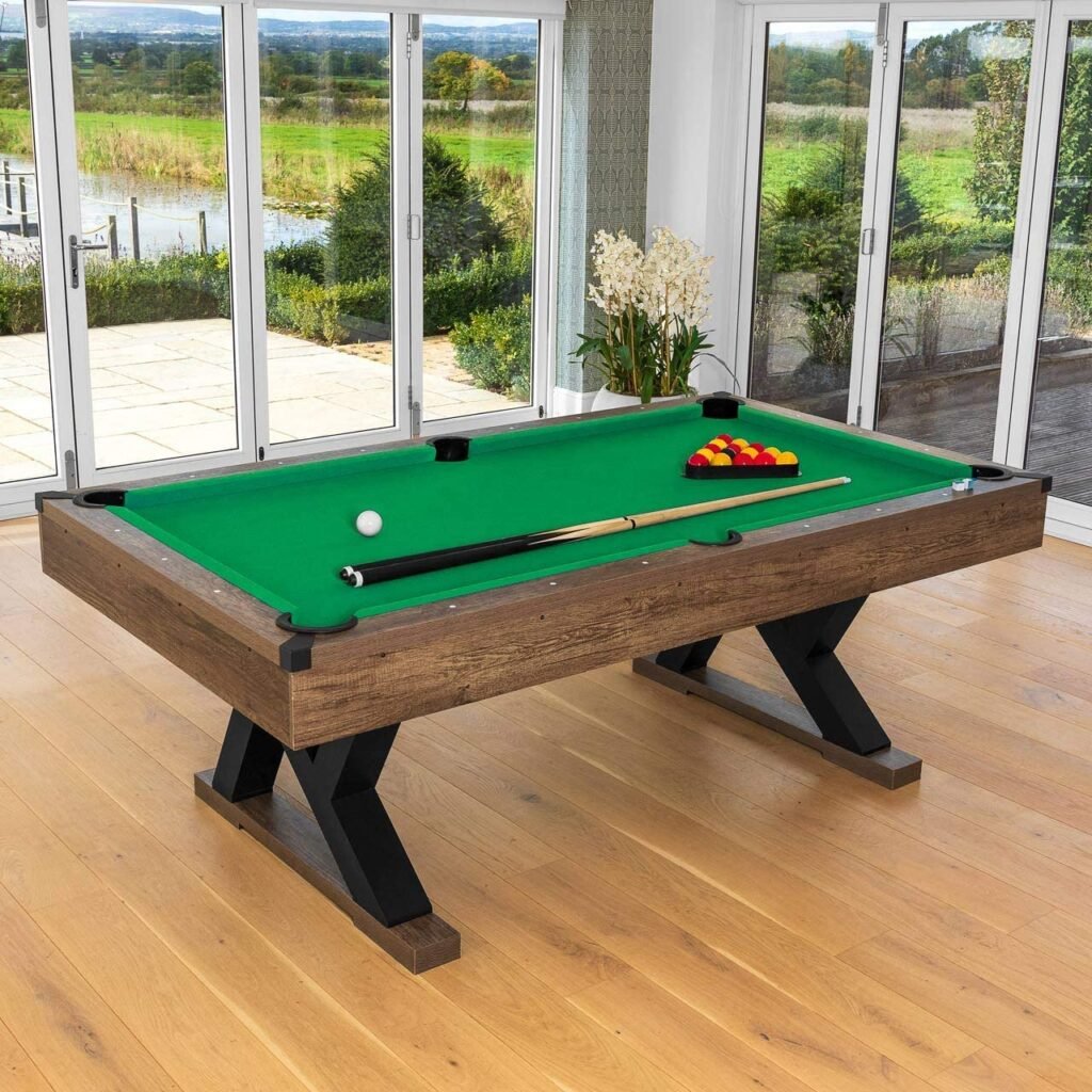 PINPOINT Pool Table | Pool Table with Balls, Chalk, Pool Rack & Brush | Pool Table, Pool Balls & Pool Cues | Mini Pool Table | Bar Furniture |..