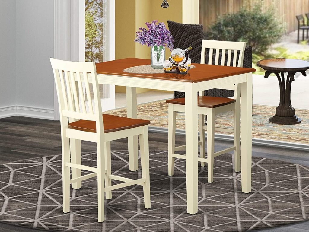 3 Pc Counter Height Pub Set - Kitchen dinette Table and 2 Kitchen bar Stool.
