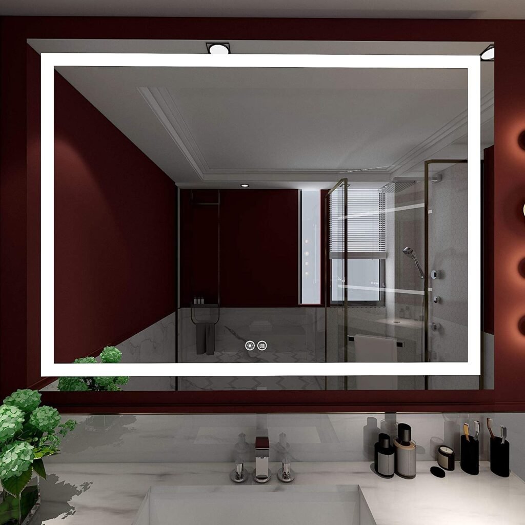 Dimmable Lighted Bathroom Mirror with Defogger and Memory Touch Switch| High Lemens Make Up Vanity Mirror 6500K CRI>90 (APEX-4836 48x36inch)