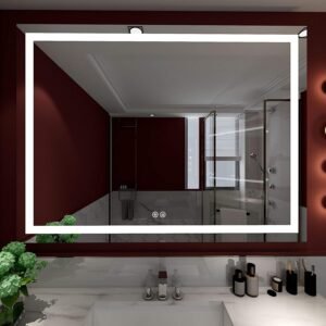 Dimmable Lighted Bathroom Mirror with Defogger and Memory Touch Switch| High Lemens Make Up Vanity Mirror 6500K CRI>90 (APEX-4836 48x36inch)
