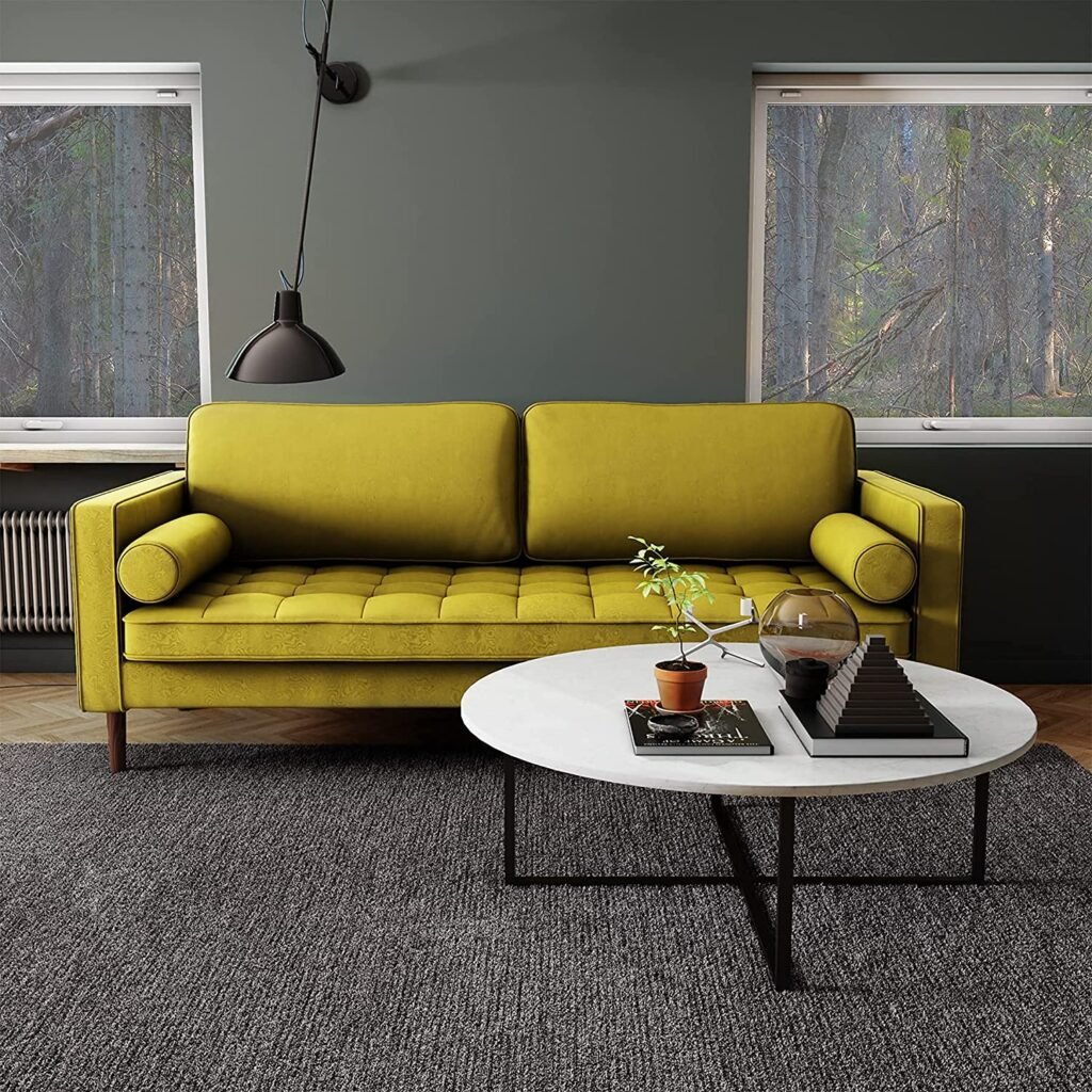 Nouhaus Module, Sleeper Sofa Bed Couch. 7ft Luxury Convertible Sofa Futon Bed with No Roll Together Latex. Grey Woven Pull Out Couch Bed for Bedroom Couch, Small Apartment Furniture Sofas or RV Couch (Plush Microfiber, Moss)