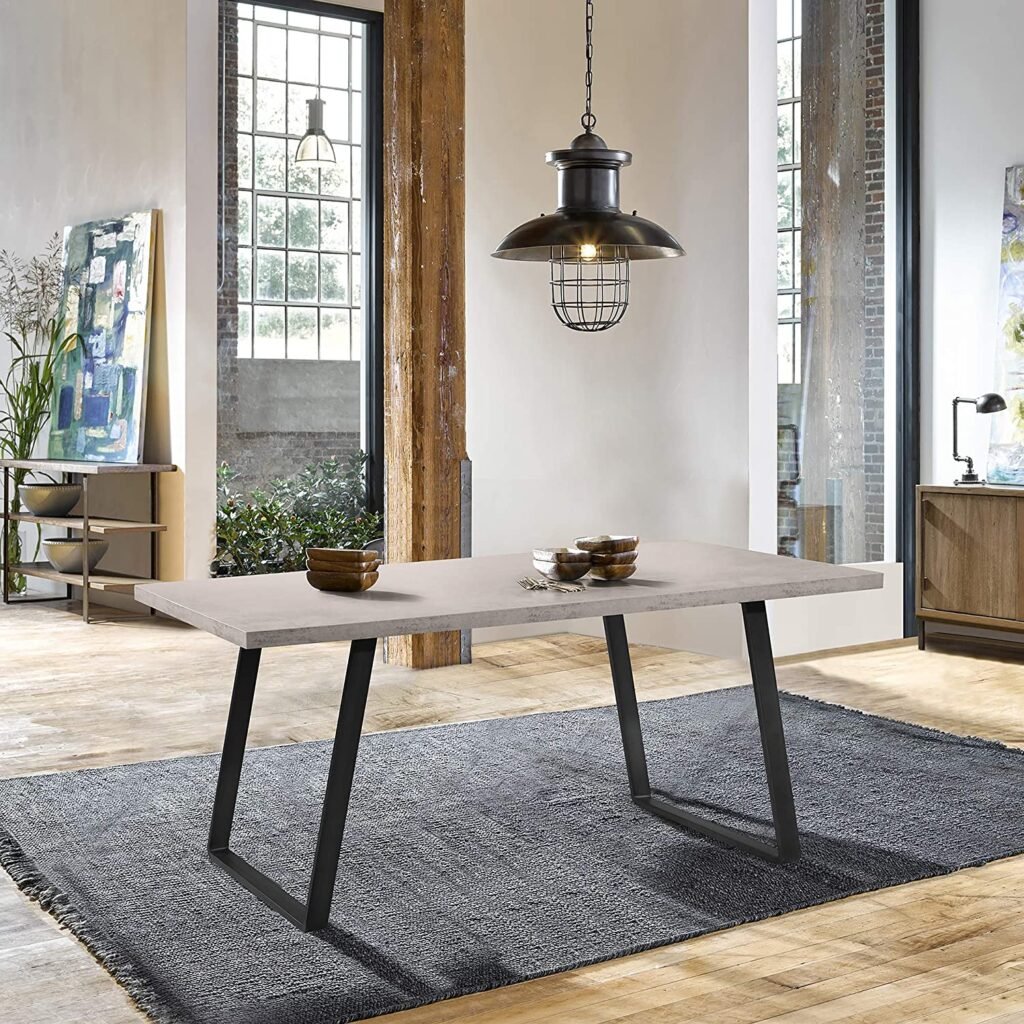 Armen Living Coronado Dining Table, Cement Gray, 71 in Dining Table