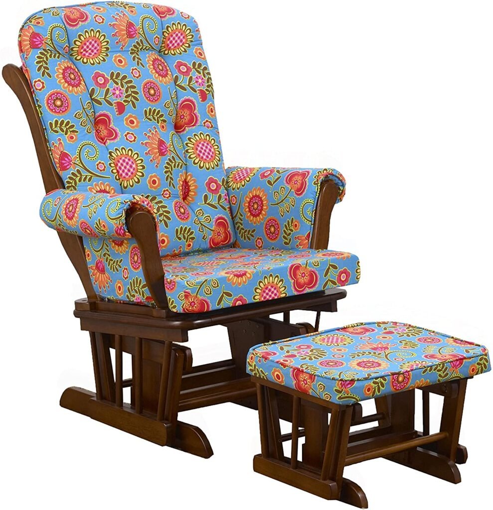 Cotton Tale Designs Glider Large Floral on Espresso with Ottoman, Gypsy