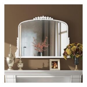 Antique Art Gold Frame Wall Mirror, Vintage Decor Mirror, Large Framed Decorativearch Wall Mirrors, Ornate Wall Mounted Vanity Mirror Baroque Inspired Wall Decor for Bathroom Bedroom