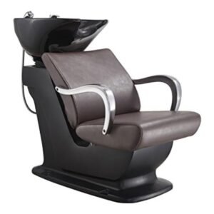 Beauty Salon Shampoo BACKWASH Unit Sink Station Tilting Ceramic Sink with Adjustable SEAT - Beckman -Brown
