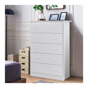 DORTALA 5-Drawer Chest, Wood Frame Dresser w/Smooth Slide Rail, Storage Unit for The Bedroom, Living Room, Hallway, Entryway, Espresso