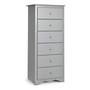 DORTALA 6 Dresser Chest, Free Standing Wooden Storage Cabinet w/Metal Handles, Classic Tall Dresser Clothes Organizer, Multi-Functional Home Furniture for Hallway Living Room Bedroom, Grey