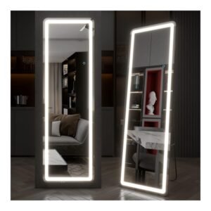 EDTEMI 63"x20" Full Length Floor Mirror LED Whole Body Mirror, Wall Mounted Hanging Mirror with Lights, Makeup Vanity Mirror, Bedroom Full Size Body Mirror with Dimming & 3 Color Modes