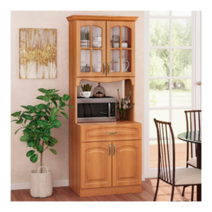 Living Skog Kitchen Storage Cabinet–Kitchen Cabinet with Storage Shelves and Microwave Stand–Pantry Cabinet-Kitchen China Cabinet–Kitchen and Pantry Hutch Cabinet (White)