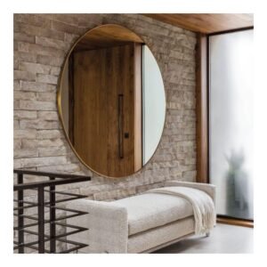 Osso 60in Large Round Gold Wall Mirror, Wall Mirror, Accent Mirror, Ideal for Bedroom, Entryway, Living Room