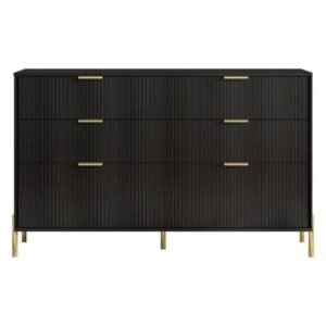 Pemberly Row 6 Drawer Double Dresser in Black Woodgrain