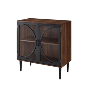 WE Furniture AZF30LOLADW Industrial Buffet Entryway Storage Cabinet Doors, 30 Inch, Walnut Brown